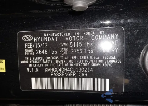 2012 Hyundai Genesis 5.0 R-Spec z USA, uszkodzony, nr VIN KMHGC4DH4CU190214